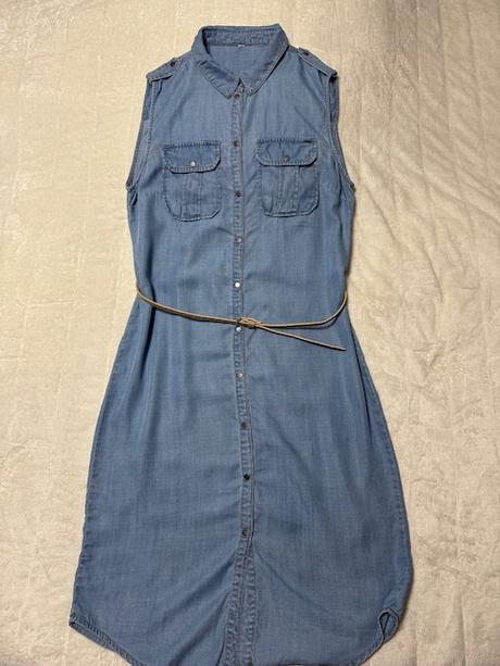 Rifľové šaty svetlé tenšie s opaskom zn. only, only,m