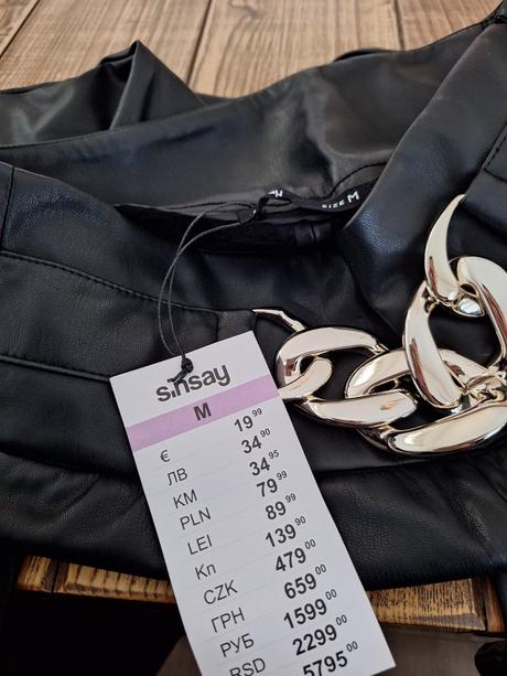 Koženkové nohavice s prackou, sinsay,m