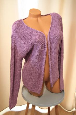 Fialový pletený kardigan, l, l