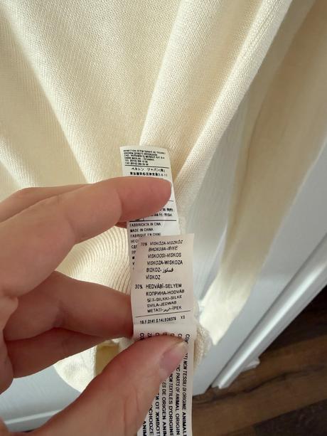 Krémový kardigan zo zmesi viskózy a hodvábu, benetton,m