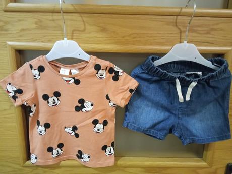 Mickey mouse komplet tričko šortky, h&m,68