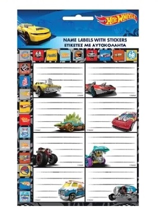 Lepiace štítky (16ks) hot wheels - skladom, 