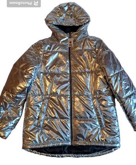 Strieborná prešívaná zimná bunda, l