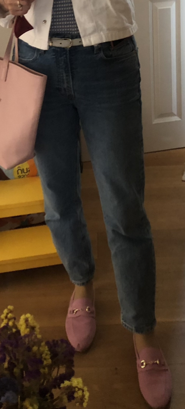 Bledomodré bavlnené džínsy, vysoký pás, h&m, m/38, h&m,m