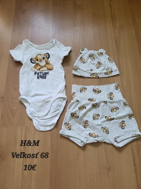 Súprava hm - body krátky rukáv, šortky a čiapka, h&m,68