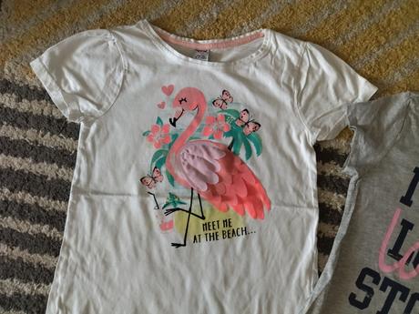 Tričká plameniak a nápis 146/152, h&m,146