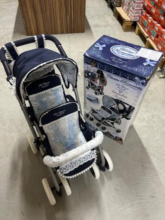 Decuevas skladací kočík pre dvojičky bábiky s tašk,