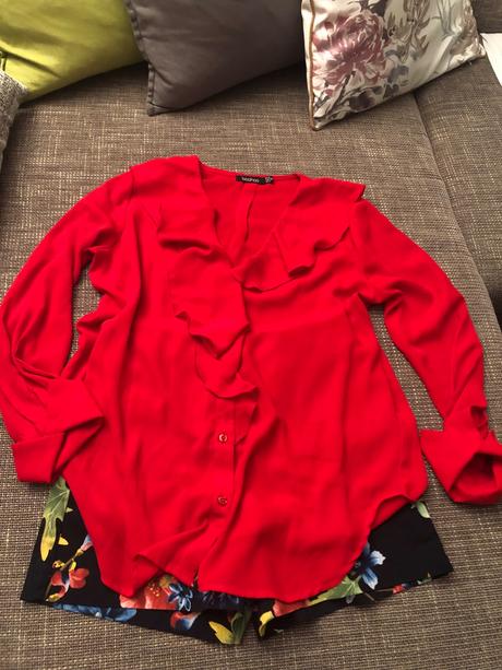 Červená blúzička boohoo, veľkosť 36, 36