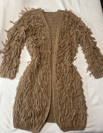 Koňakový dlhý kardigán bez zapínania, 