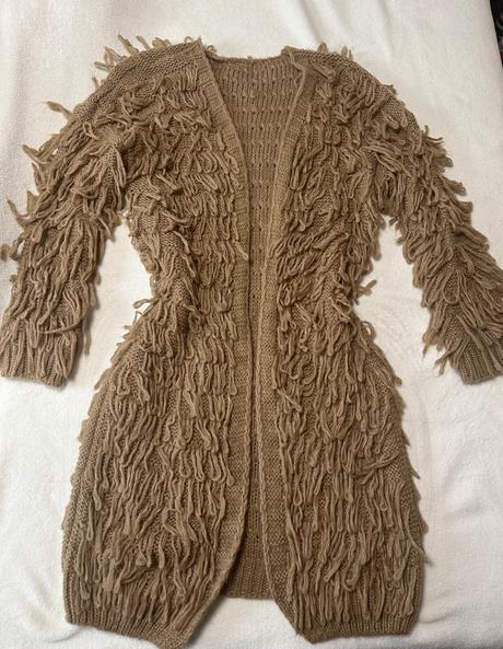 Koňakový dlhý kardigán bez zapínania, 