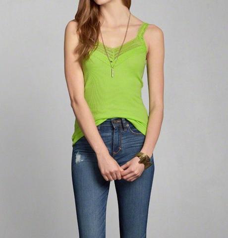 Zelene tielko s cipkou abercrombie&fitch v.xs a s, abercrombie&fitch,m / s / xs