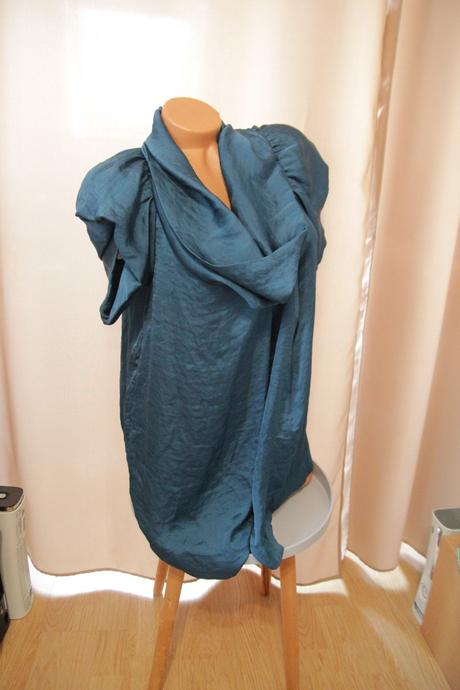 Modrá saténová blúzka sisley, l, sisley,l