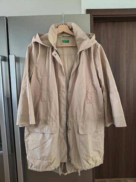 Benetton prechodná bavlnená parka s 3/4 rukávom m, benetton,m