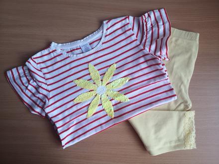 Set - tričko s margarétkou a 3/4-vé capri legíny, lindex,104