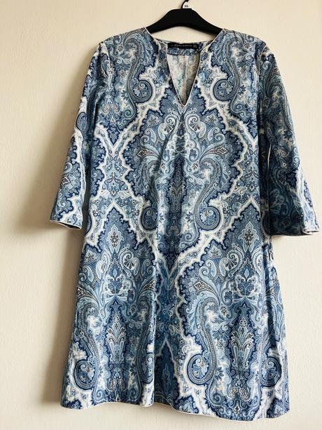 Zara bavlnene boho hippie saty bielo modra, zara,m