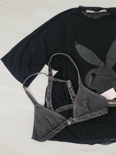 Rifľová podprsenka + playboy top 36, 36