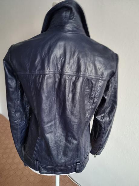 Tmavomodrá kožená bunda tom tailor veľ. 38, tom tailor,38