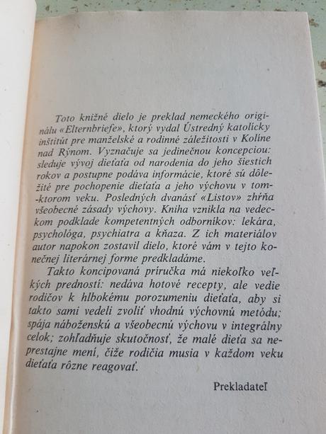 Kniha listy rodičom, 