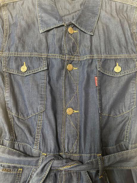 Džínsové dlhé šaty s opaskom zn. uncs, m / s