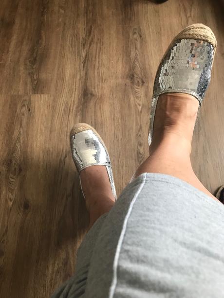 Flitrove strieborné espadrilky, 39