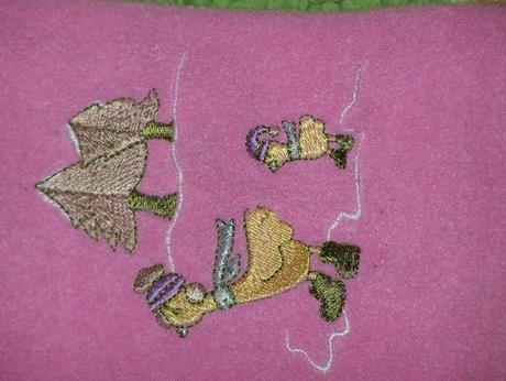 Flisová súprava ružová s bordovou s aplikáciami, 104