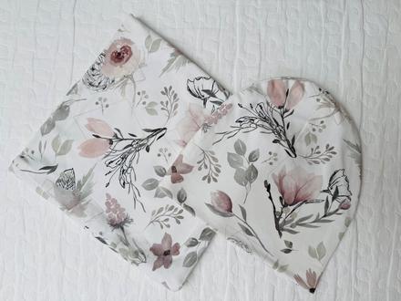 Set ciapka a nakrcnik jar, kvetink, biele, 152-164, 152