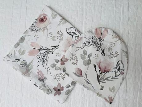 Set ciapka a nakrcnik jar, kvetink, biele, 152-164, 152