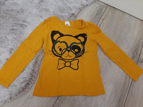 Horčicové tričko s mačičkou, c&a,122