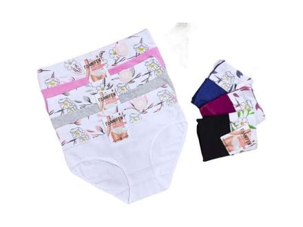 Dámske bavlnené nohavičky s kvetmi a vyšším pásom, 4xl - xxxl