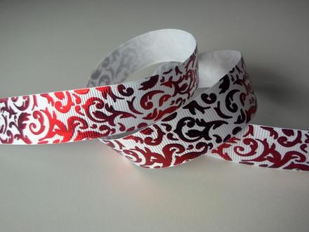 Stuha rypsová 22 mm s ornamentmi, 