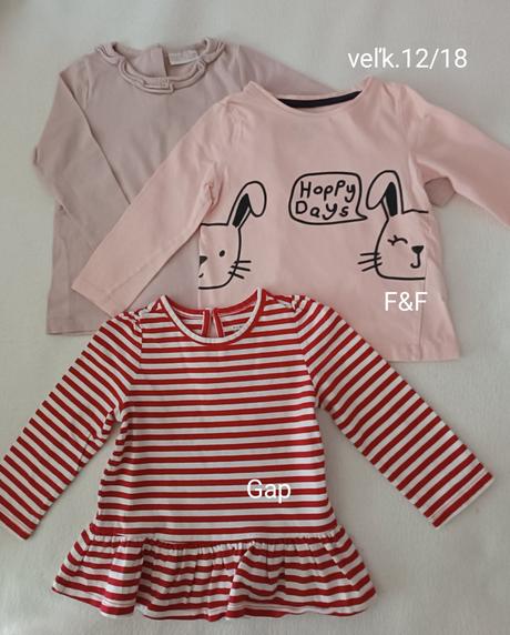 Tričká s dlhým rukávom veľk.12-18 mes., gap,86