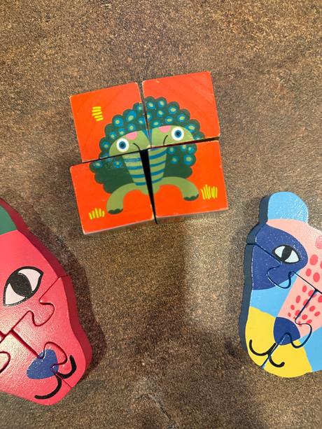 Drevené puzzle a kocky, 