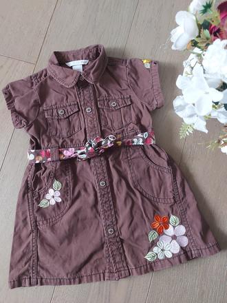 Riflové šaty s vyšívanými kvetmi- h&m, h&m,92