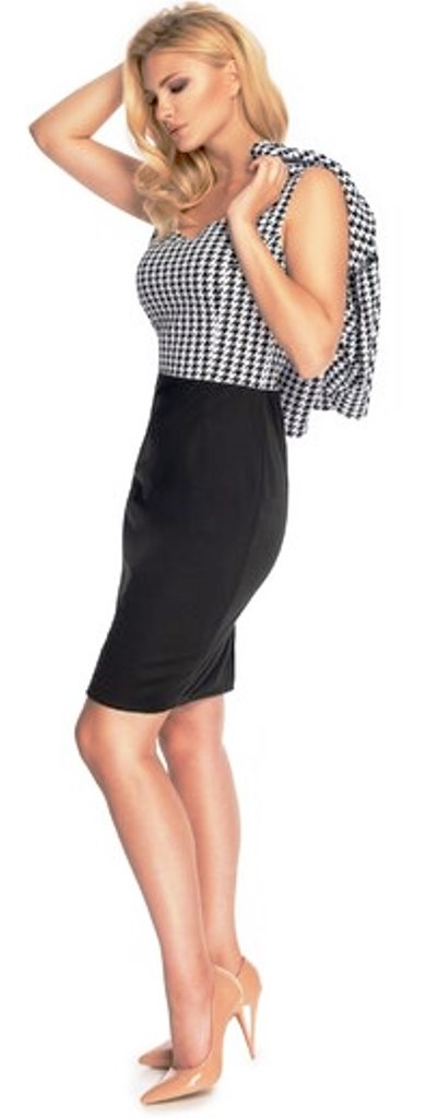 Peekaboo čierno-biele vzorované šaty + crop top, 38 - xl