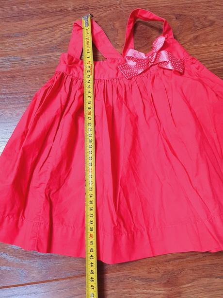 B964 šatičky, červené, mašlička, benetton,80