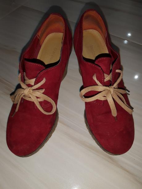 Dámske  červené topánky na zvýšenej podrážke, graceland,36