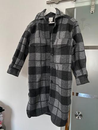 Dlhý shacket kabát / vrchná košeľa, h&m,xs