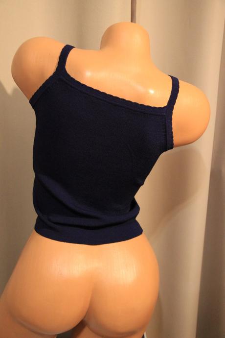 Tmavo modrý pletený crop top, xs, xs