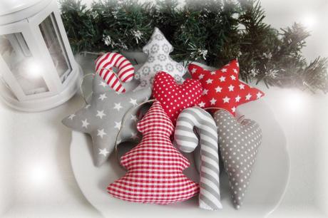 Vianočné ozdoby- červeno-šedé,