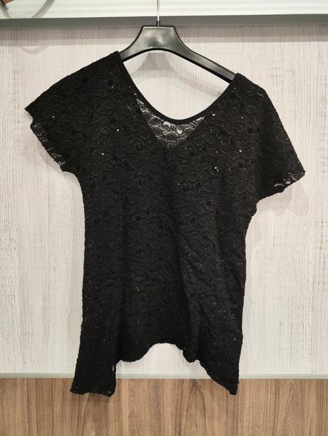Čipkované čierne tričko, xl