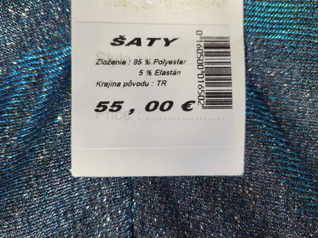 Šaty z lesklej látky, so štítkom, 42