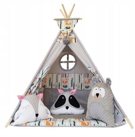 Detský stan teepee zvieratká les, 