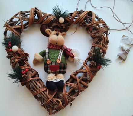Vianočná dekorácia v tvare srdca,
