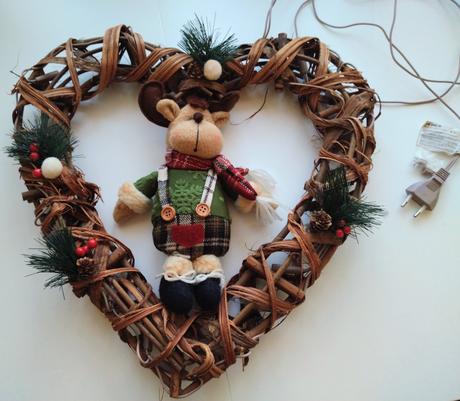 Vianočná dekorácia v tvare srdca,