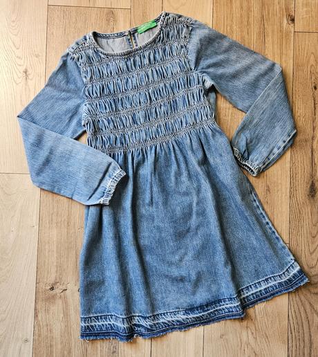 Riflové šaty 8-10r., benetton,134