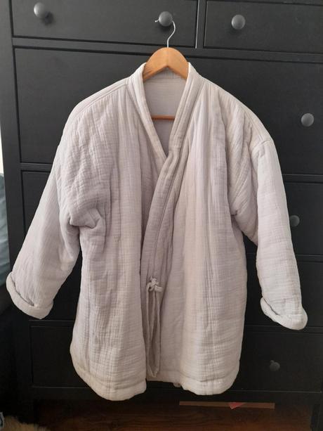 Zateplené svetlosivé kimono ninja retzer, 