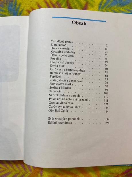 Stará retro kniha čarodějný prsten srbské pohádky,