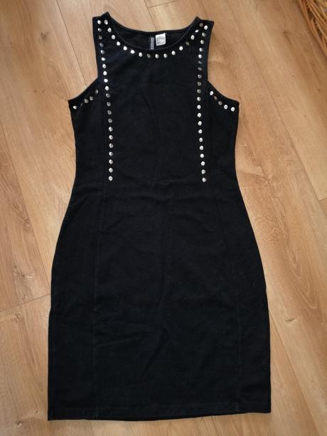 Čierne šaty s cvokmi, h&m,38