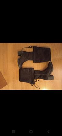 Sivé semišové čižmy na opätku, 38