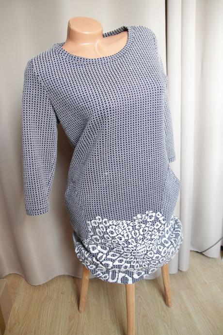 Bielo modré šaty s vreckami m/l, m